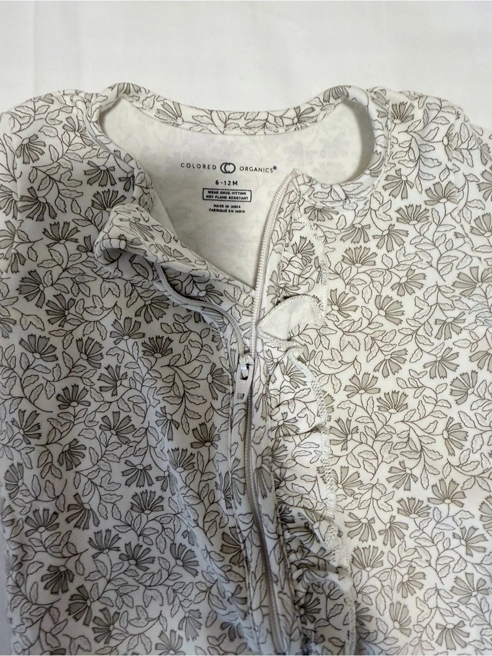 Colored Organics Cream Floral Zip One-Piece